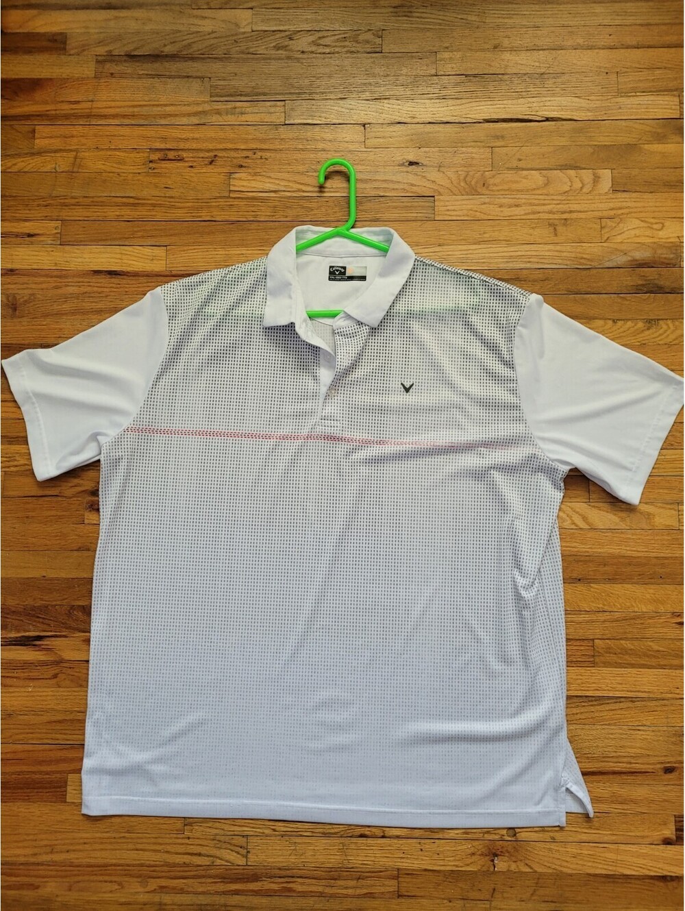 Callaway Opti Dri Golf Polo Shirt Mens XXL White Geometric Micro Print Knit XXL